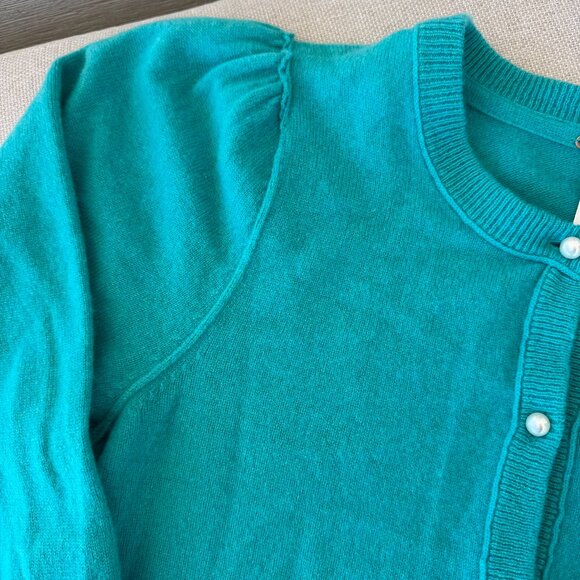 Free People Pearl Cashmere Sweater Cardigan Teal Blue Green Small - Picture 8 of 11